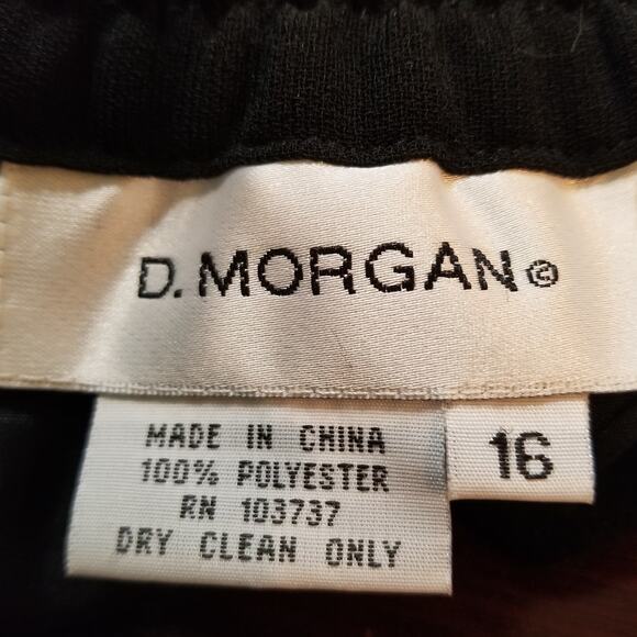 D Morgan 2 Piece Black Suit Set Skirt & Sleeveless Top Floral Embellished Sz 16 - Picture 6 of 7